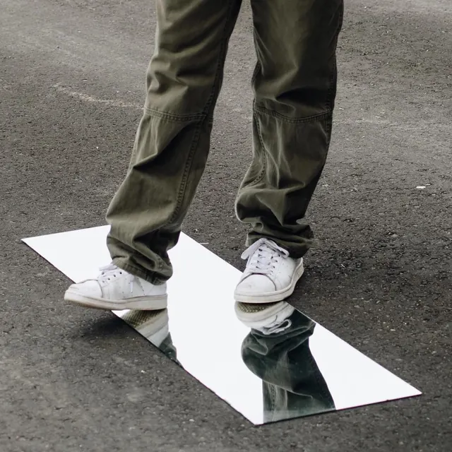 Reflective Mirror Floor Mockup, minimal, photographic, muted