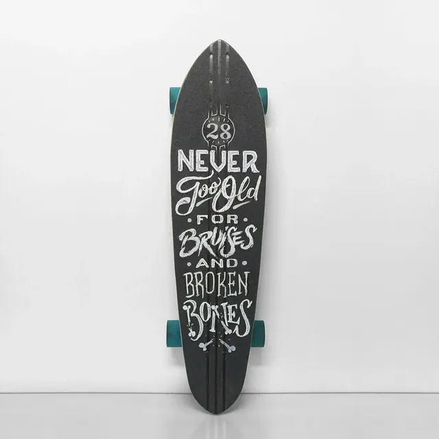 Never Say Never Surfboard Design, minimal, monochrome, dark