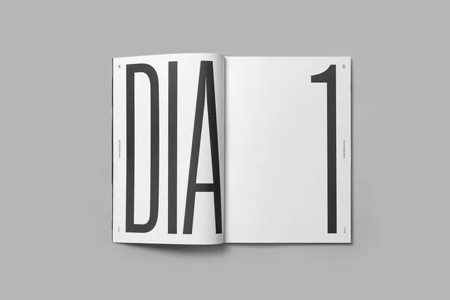 DIA 1 Editorial Spread, minimal, swiss, monochrome