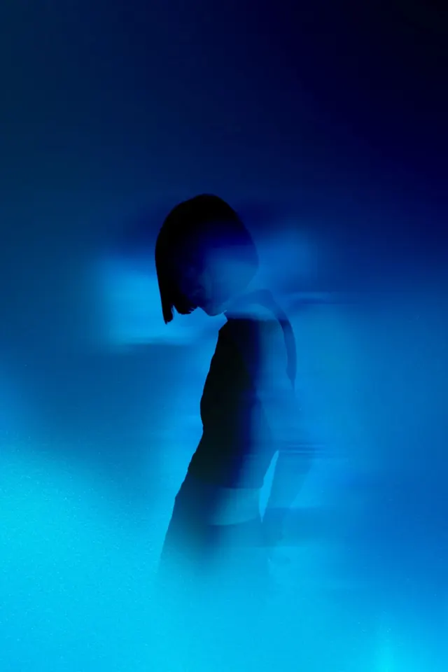 Blue Silhouette Portrait, minimal, abstract, cool