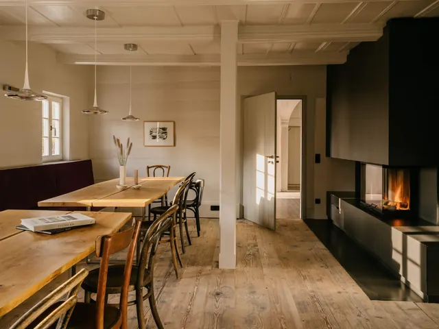 Modern Industrial Interior Design, photographic, minimal, warm