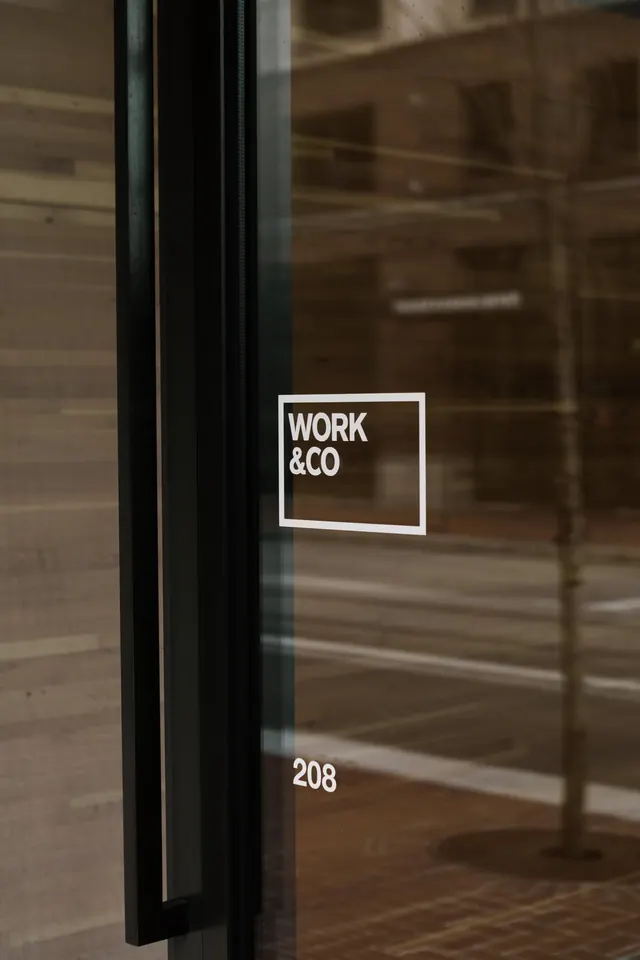 Work Co. Signage Mockup, minimal, corporate-clean, monochrome