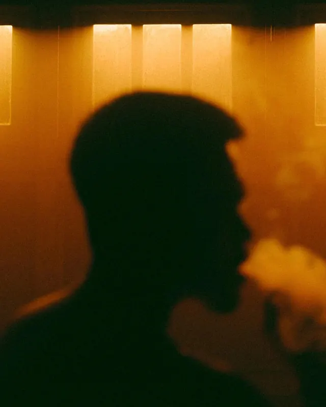Silhouette Portrait with Warm Lighting, photographic, abstract, warm