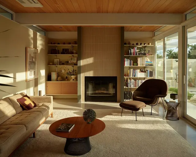 Modern Interior Living Space, photographic, organic, warm