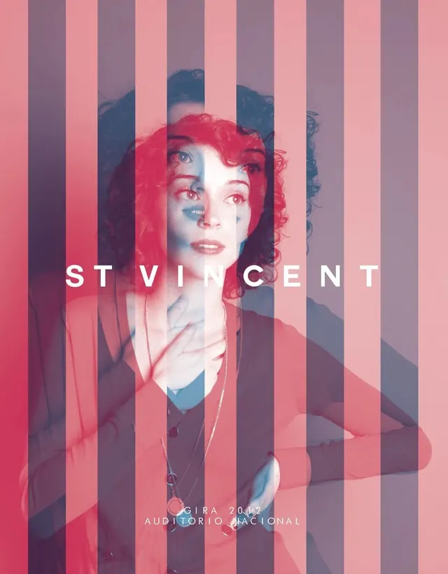 St. Vincent Editorial Poster, editorial, maximalist, high-contrast
