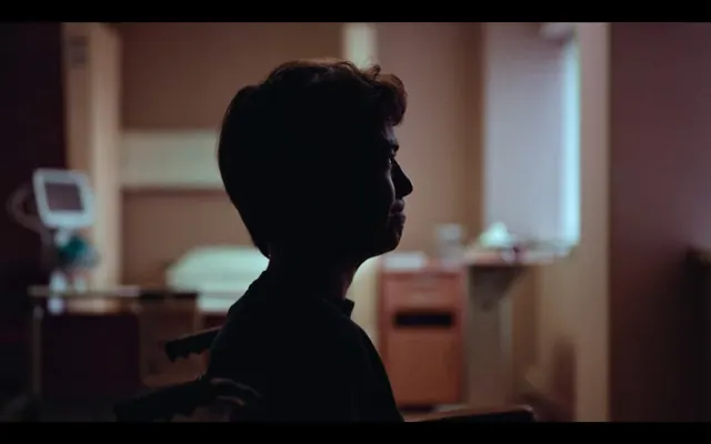 Silhouette Profile in Interior, photographic, dark-mode, dark