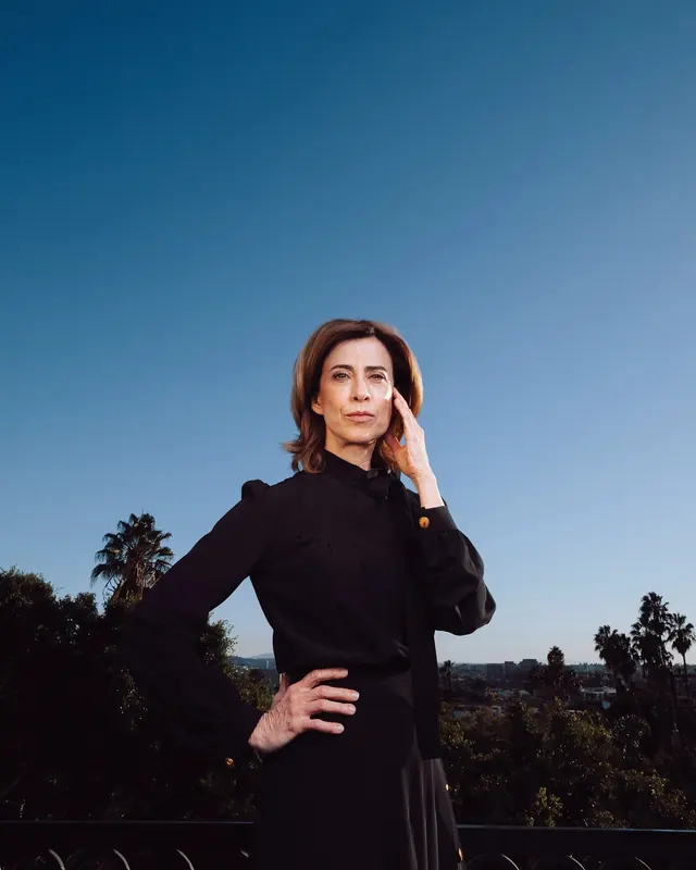 Woman in Black Dress Portrait, photographic, minimal, high-contrast