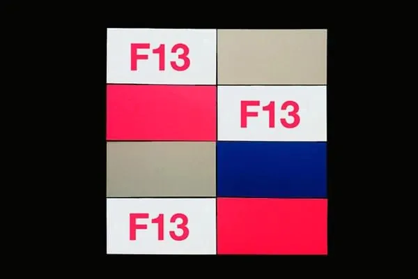 F13 Grid Graphic, minimal, boxed, high-contrast