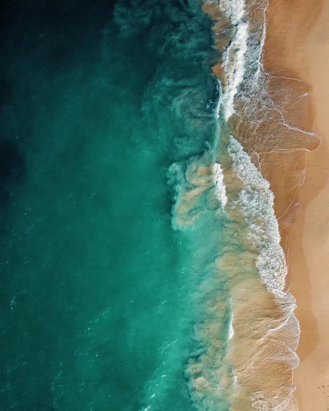 Aerial Beach and Ocean View, photographic, organic, vibrant