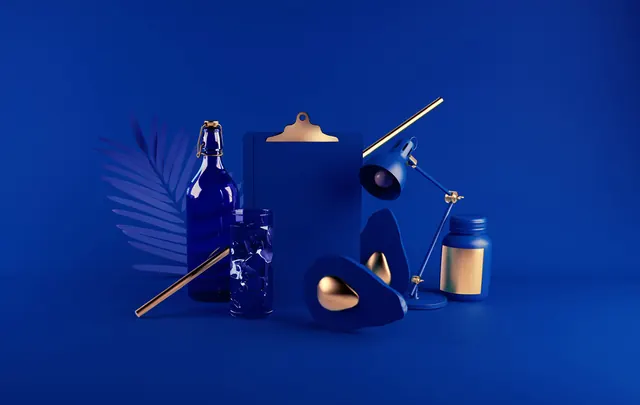 Blue Wine Bottle Mockup Collection, minimal, luxury, dark