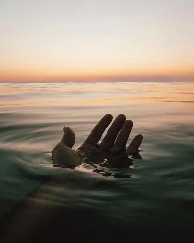 Hand Emerging from Water, photographic, organic, warm