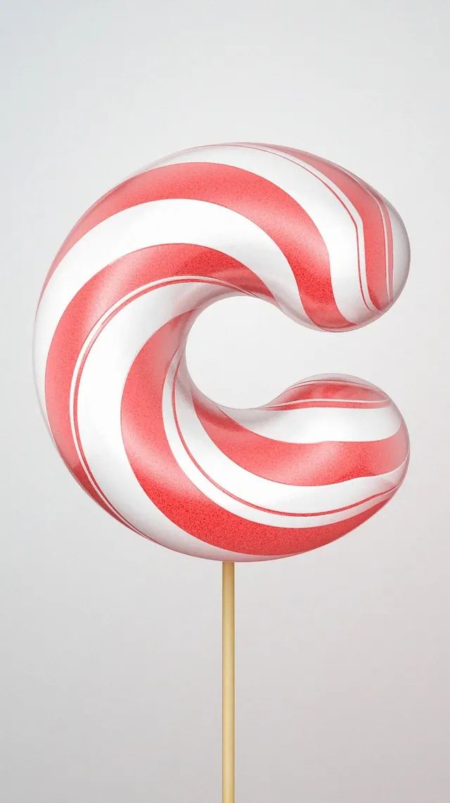 3D Candy Cane Mockup, 3d-render, playful, vibrant