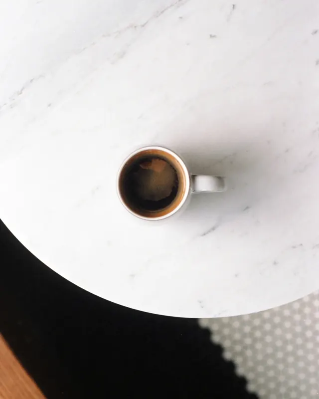 Coffee on Marble Table, minimal, photographic, light