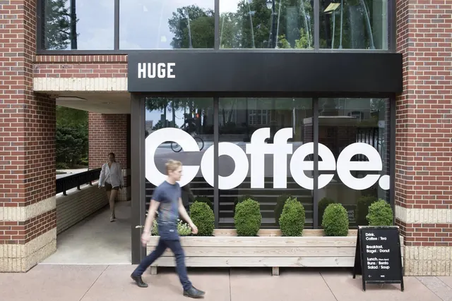 HUGE Coffee Storefront Mockup, minimal, flat, dark
