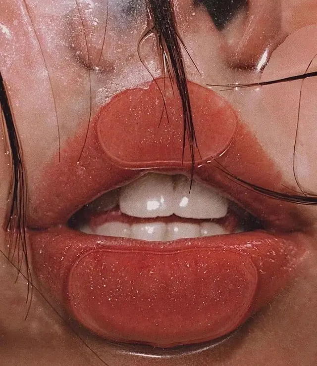 Extreme Close-up of Lips and Teeth, photographic, maximalist, vibrant