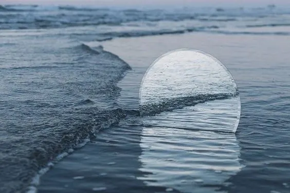 Iceberg Reflection in Water, photographic, minimal, cool