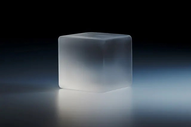 Frosted Glass Cube 3D Render, minimal, glassmorphism, dark