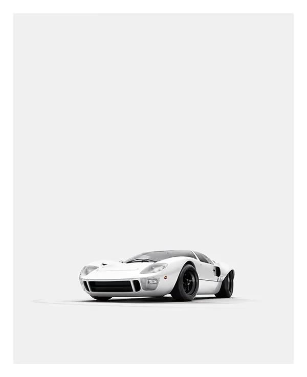White Sports Car on White Background, minimal, monochrome, light