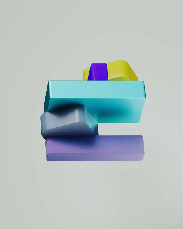 Abstract 3D Geometric Composition, minimal, 3d-render, vibrant