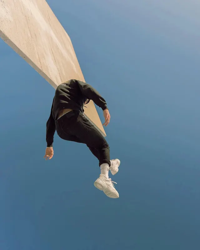 Paraglider in Blue Sky, photographic, minimal, high-contrast