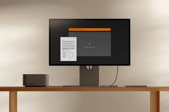 Desktop Monitor UI Mockup, minimal, corporate-clean, dark