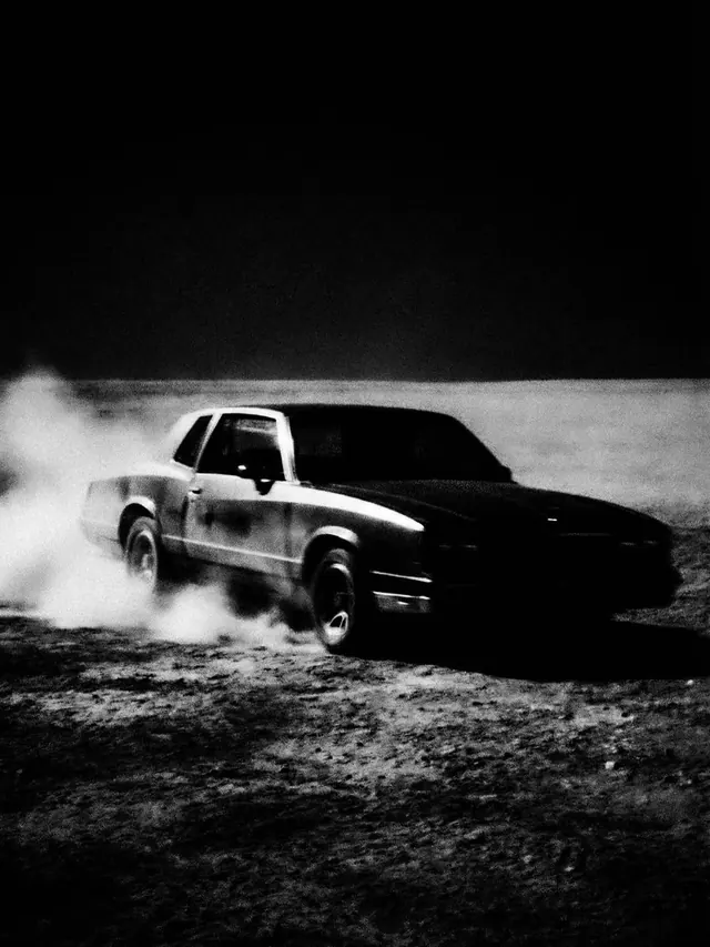 Monochrome Classic Car in Smoke, monochrome, photographic, monochrome
