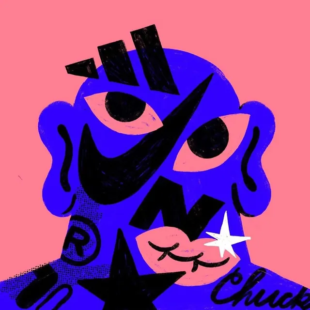 Stylized Portrait Illustration, brutalist, neo-brutalist, vibrant