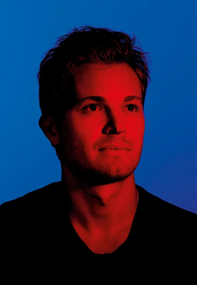 Portrait with Blue and Red Lighting, photographic, vibrant