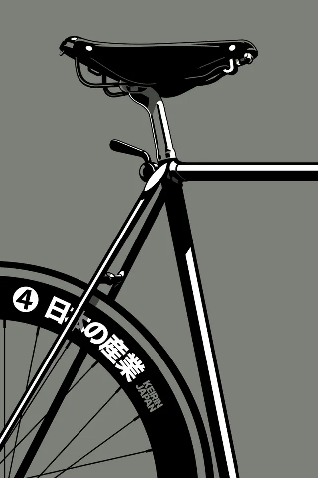 Bicycle Frame Mockup with Japanese Typography, minimal, monochrome, monochrome