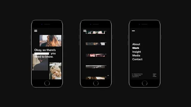 Mobile App UI Mockup Showcase, minimal, dark-mode, dark