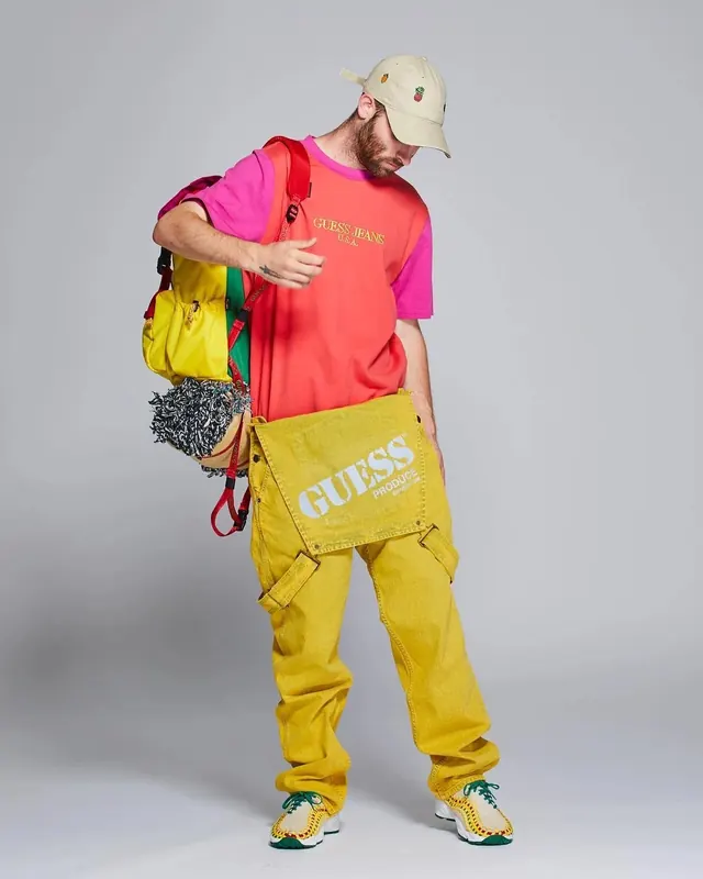 Streetwear Mockup with Graphic T-Shirt and Pants, photographic, playful, vibrant