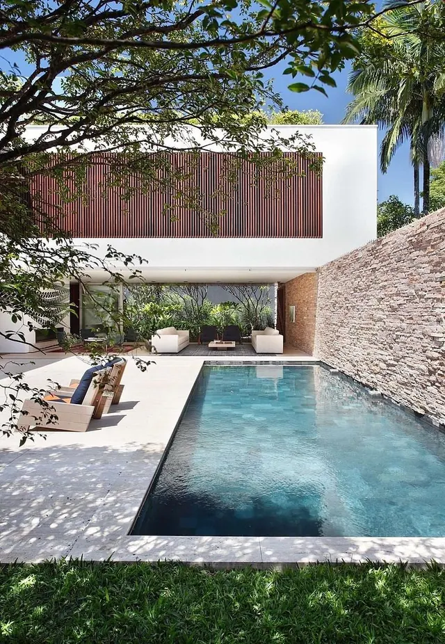 Modernist Residential Architecture with Pool, minimal, luxury, muted