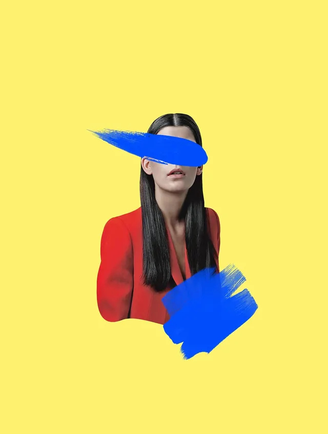Abstract Portrait Collage, brutalist, neo-brutalist, vibrant
