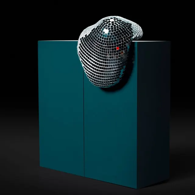 3D Wireframe Sphere on Teal Pedestal, minimal, 3d-render, dark