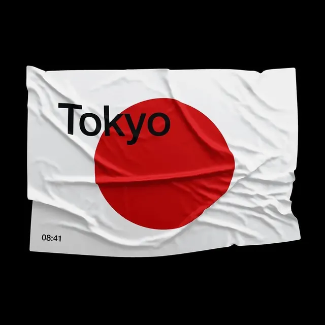 Tokyo Flag Mockup, minimal, flat, high-contrast
