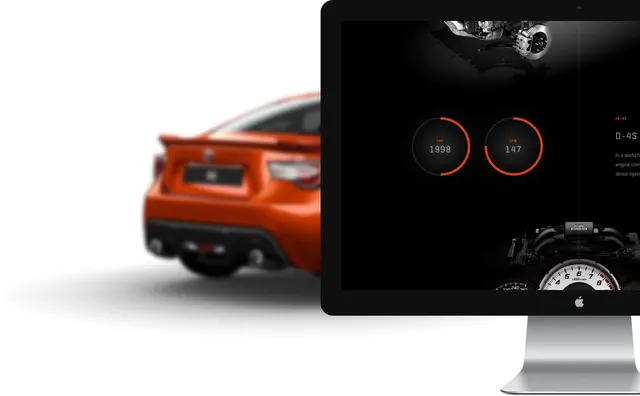Automotive Dashboard and Vehicle Mockup, dark-mode, technical, dark