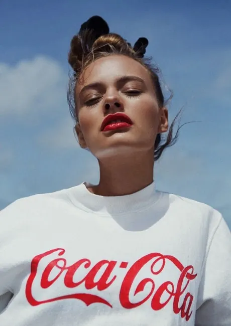 Coca-Cola Branding Mockup with Model, photographic, editorial, vibrant