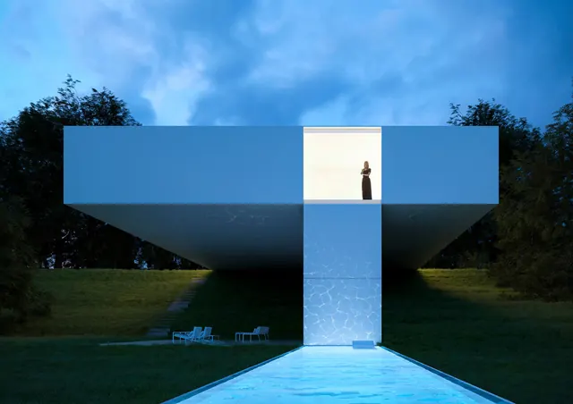 Minimalist Architectural 3D Render, minimal, geometric, cool