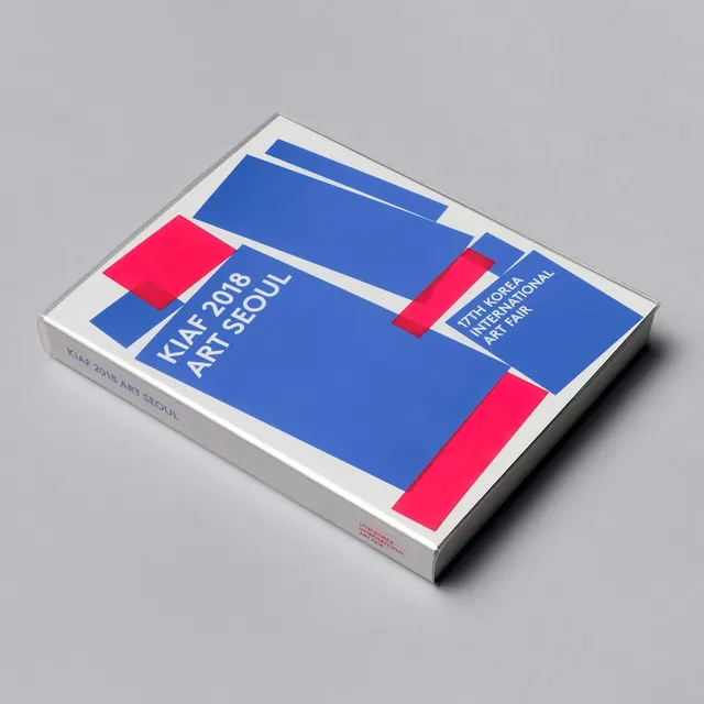 KIAF 2018 Art Seoul catalogue cover, swiss, geometric, muted