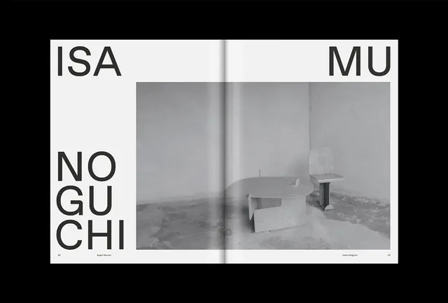 ISA NO GUCHI MU Typography and Photography Layout, minimal, swiss, monochrome