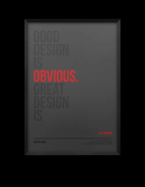Good Design is Obvious Poster, minimal, swiss, dark