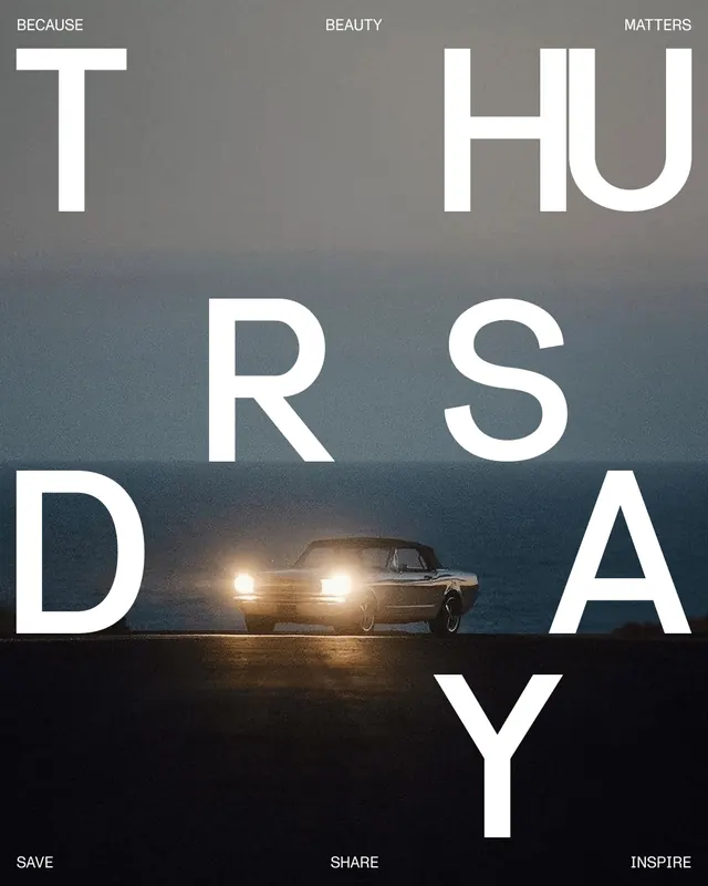 Thursday Typography Poster, minimal, swiss, dark