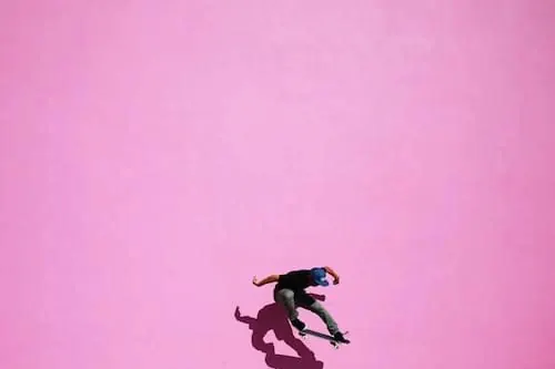 Minimalist Human Figure in Pink Space, minimal, abstract, vibrant
