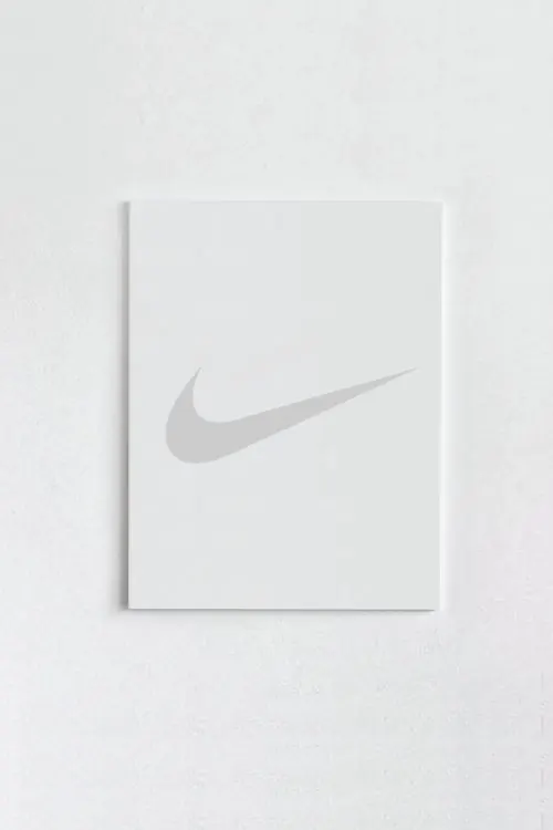Nike Swoosh Logo Mockup, minimal, corporate-clean, monochrome