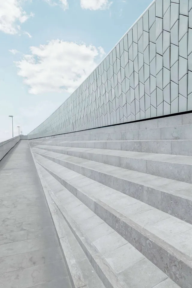Modern Architectural Exterior, minimal, geometric, light