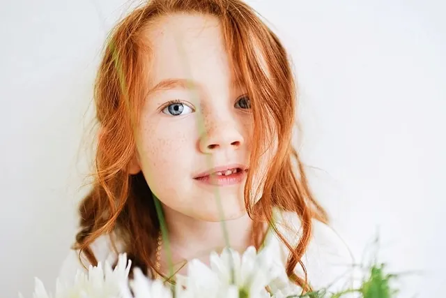 Portrait of a Young Girl with Red Hair, photographic, organic, warm