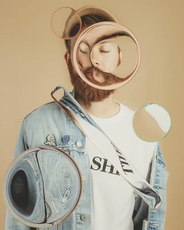 Surrealist Portrait Collage, minimal, abstract, muted