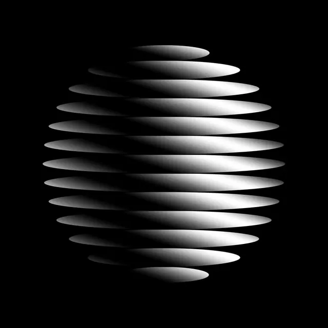Abstract Spherical Gradient Graphic, minimal, monochrome, monochrome