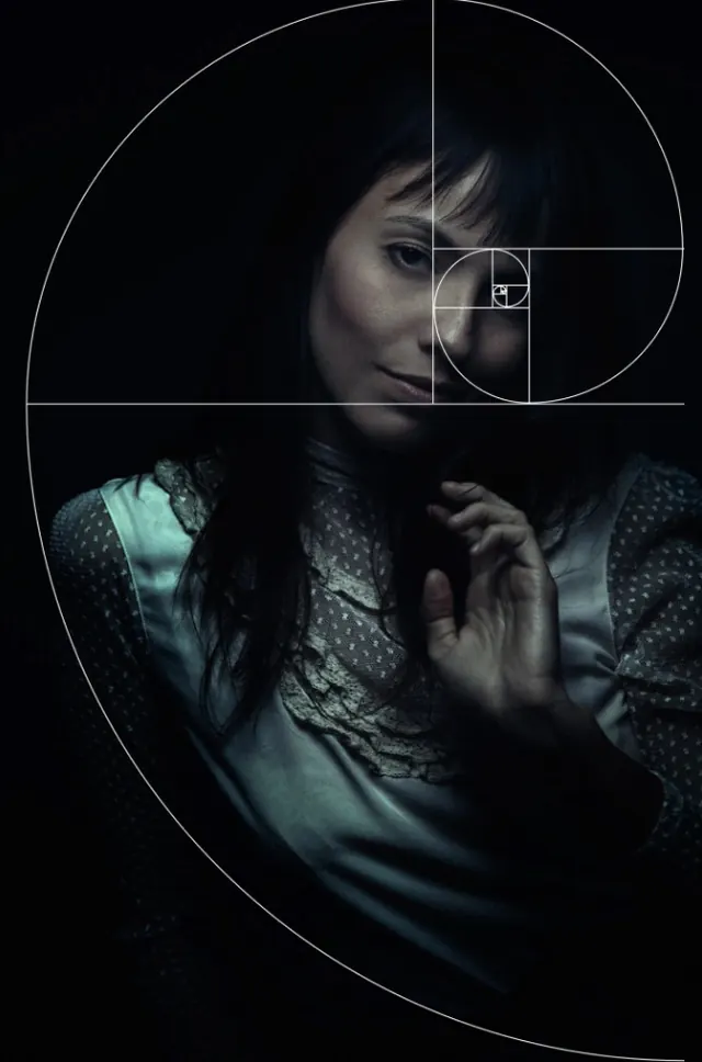 Cybernetic Portrait with UI Overlay, dark-mode, technical, dark