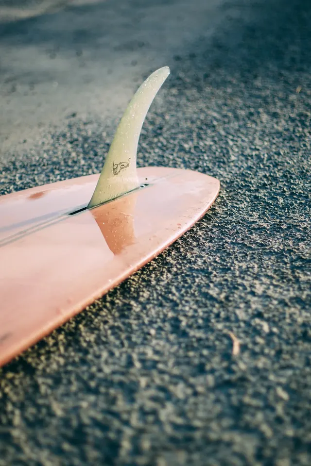 Surfboard on Sand, photographic, organic, warm